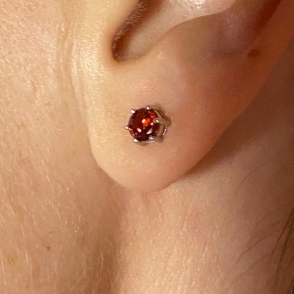 Natural Garnet Sterling Silver Earrings - Picture 4 of 4